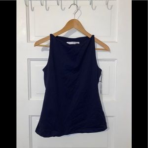 Susana Monaco High Neck Blouse (Midnight Blue)